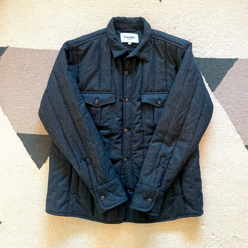 Corridor Wool Tweed Quilted Jacket - Charcoal